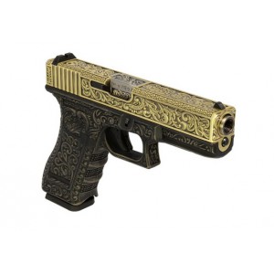 WE Модель пистолета  GLOCK-17 gen3, металл слайд, под бронзу с гравировкой , WE-G001BOX-BR